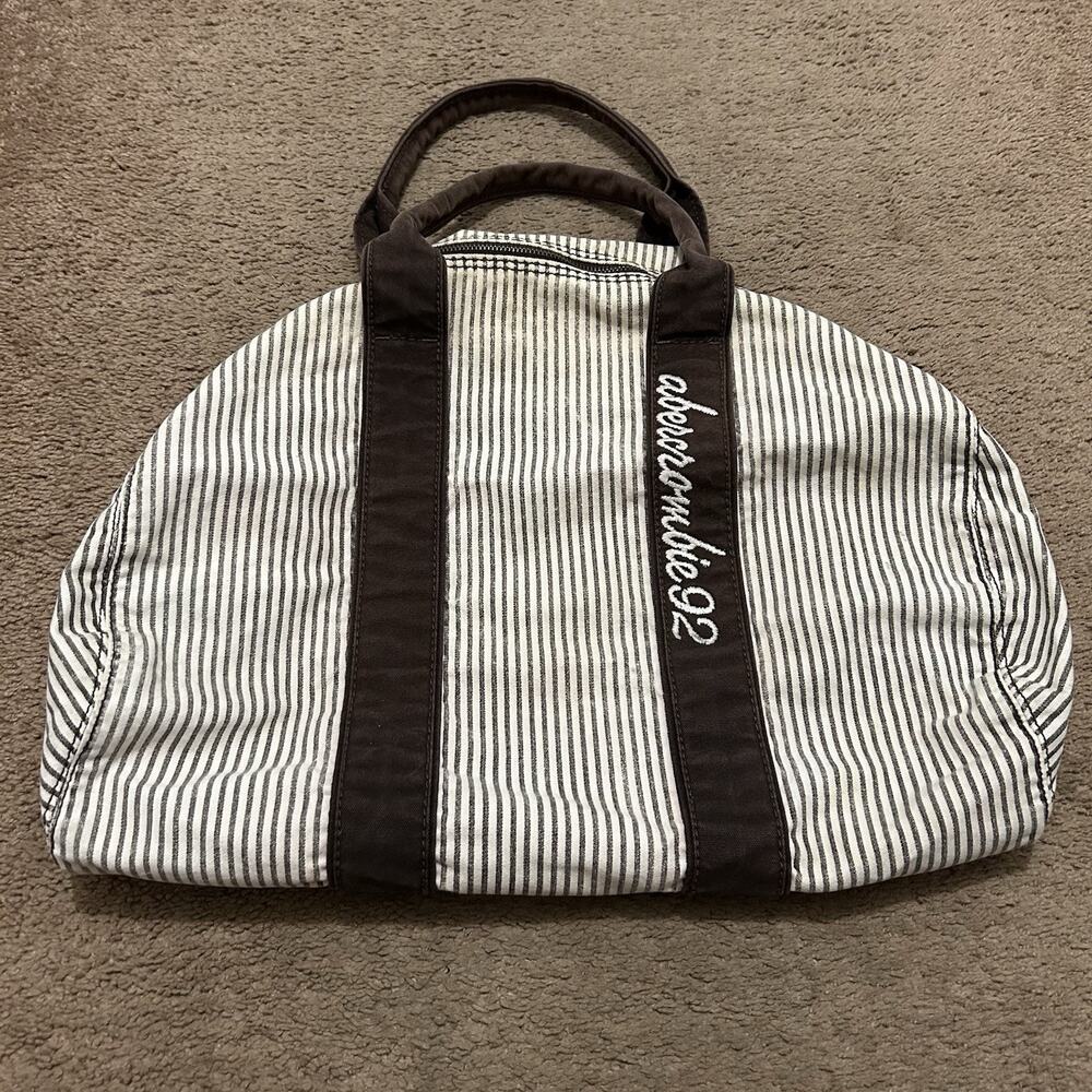 Vintage Abercrombie & Fitch Brown Striped Travel Duffle Bag